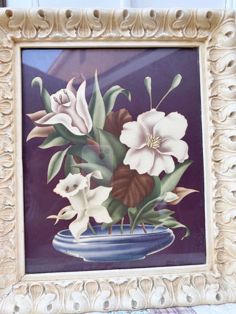 Vintage Floral Flower Art Print Turner MCM Framed Still Life Painting Set Of 2 - Picture 2 of 5